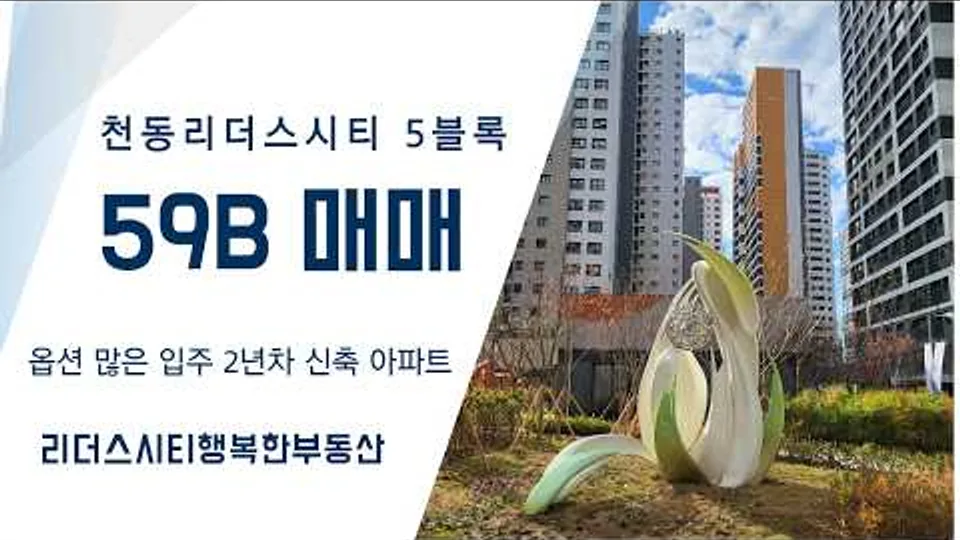 대전 천동 리더스시티 5블록 매매 3억 8천만원 유튜브 영상 썸네일
